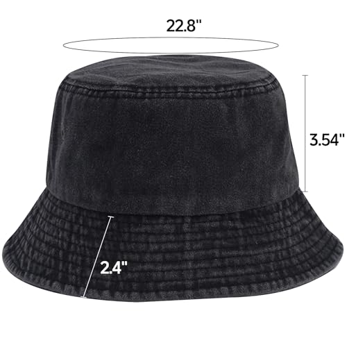 Everyday Bucket Hat – Unisex Lightweight Trendy Cotton Hot Summer Fun Outdoor Vacation Boonie for Men and Women Denim - color: Black