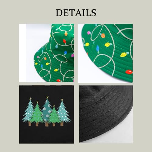 Bucket Hat for Men Women Funny Holiday Fishing Hat Cute Fisherman Cap - color: Xmas Green