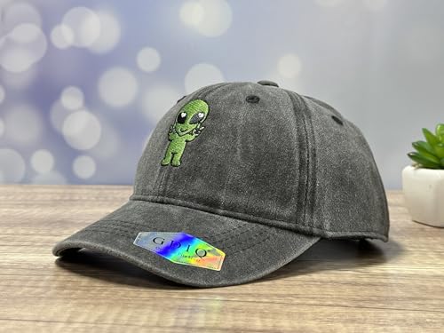 Adjustable Embroidery Animal Baseball Hat for Kid Toddler Child - color: Alien (Washed Black)