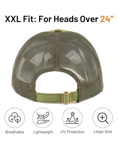 Zylioo XL XXL Baseball Cap for Big Heads, Adjustable Dad Hat for Men Women - color: Mesh Army Green, size: Large