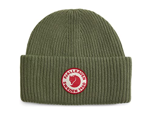 Fjällräven 1960 Logo Hat Beanie - Knit Winter Cap with Folded Cuff, Warm Soft Everyday Outdoor Hat - color: Caper Green