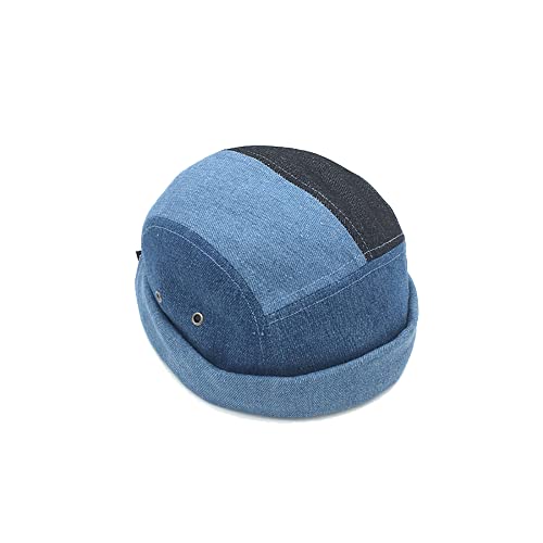 Vintage Old School Unisex Roll Cuff Brimless Sailor Docker Hat - color: 262-blue