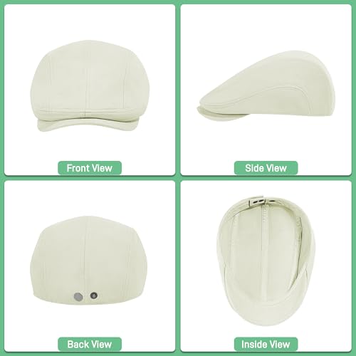 100% Cotton Newsboy Cap for Men Adjustable Flat Gatsby Ivy Cabbie Beret Hat for Summer Driving Hunting - color: Beige-bb, size: Medium