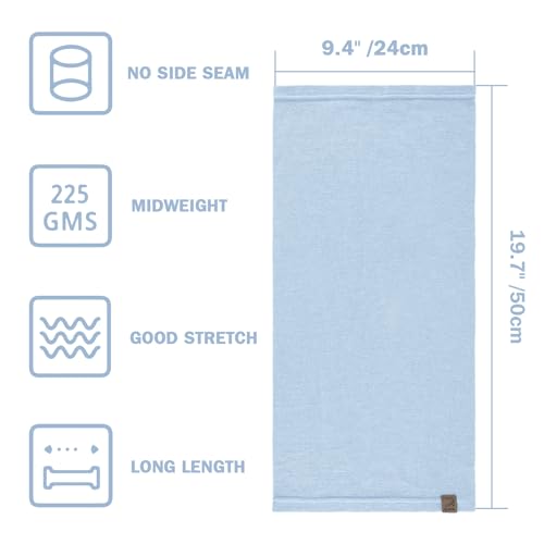 ACUSHLA 100% Merino Wool Neck Gaiter Men Women Winter Ski Face Mask Scarf - color: Light Blue 216
