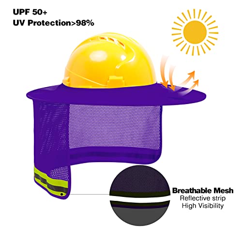 Hard Hat Sun Shade, High Vis Sun Visor Shade Full Brim, Purple, 3PCS - color: 3 Packs Purple