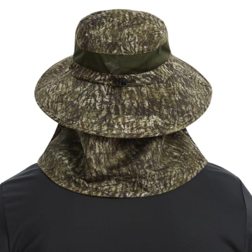 BASSDASH UPF 50+ Breathable Sun Hat with Removable Face Cover and Neck Flap Wide Brim Bucket Hat for Fishing Hiking Men Women - color: Moss Wood