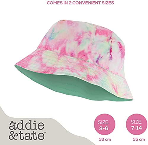 Kids Bucket Hat for Girls & Boys, Packable Fun & Cool Reversible Beach Sun Teen Toddler Bucket Hat - Ages 3-14 Years - color: Mint/Tie Dye, size: 7-14 Years
