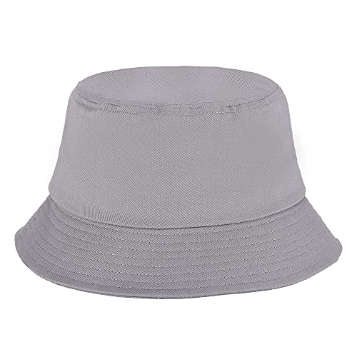 Unisex Cotton Packable Bucket Hat Sun Hat Plain Colors for Men Women - color: Grey