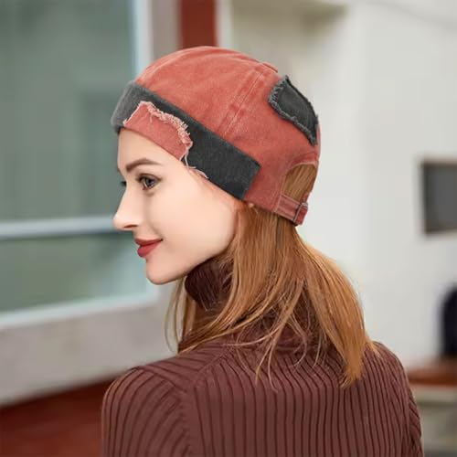 Mens Sailor Hats Brimless Denim Docker Caps Beanie - color: Orange