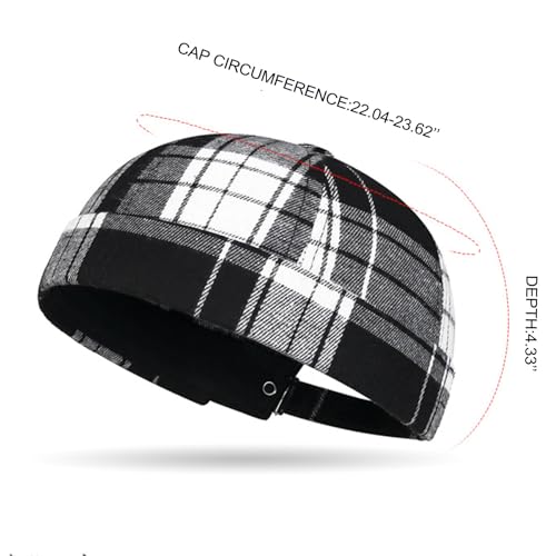 Striped Plaid Brimless Hat for Men Women Rolled Cuff Docker Cap Harbour Beanie Hats Landlord Hat Sailor Cap K399 - color: Coffee
