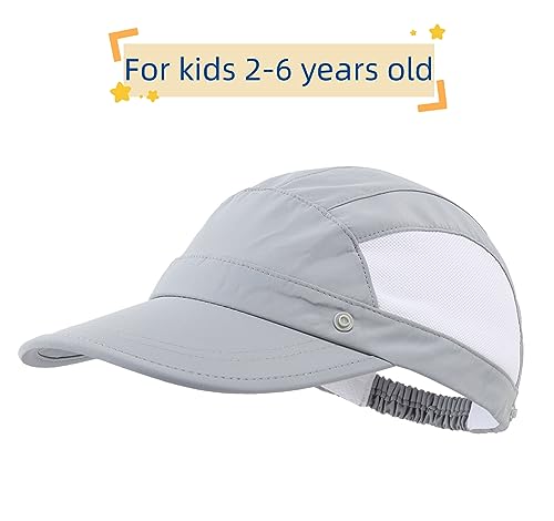 Connectyle Kids Sun Hat with Removable Neck Flap UPF 50+ Sun Protection Baseball Cap Summer Beach Sun Hats 3-6 Years - color: Light Grey