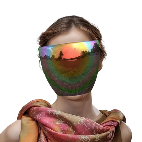 mayoken® Full Face Shield Sunglasses, Futuristic Wraparound Sun Protection Face Shield for Men & Women, Anti-Fog Mirror Shield Glasses, Lightweight & Comfortable Gray-Red Mirror - color: Red Tinted Gray