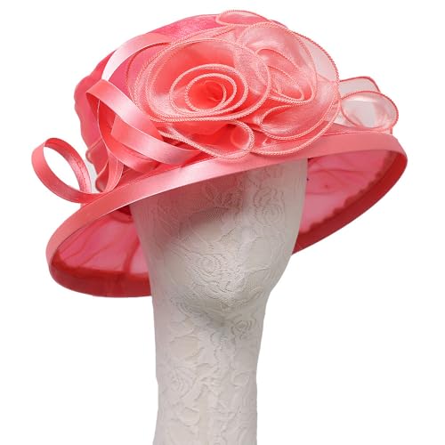 Floral Wedding Hat for Women's Tea Party Fascinators Kentucky Church Derby Hats - color: Watermelon Red