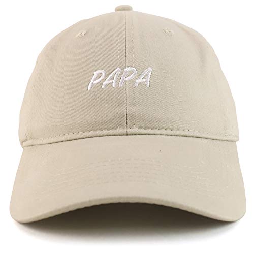 Trendy Apparel Shop Papa Embroidered Soft Crown 100% Brushed Cotton Cap - color: Stone