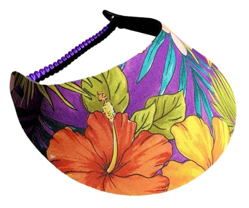 Women's Flower Design Lightweight Packable Foam Visor for Sun Protection & Outdoor Activities - color: Tropical 26