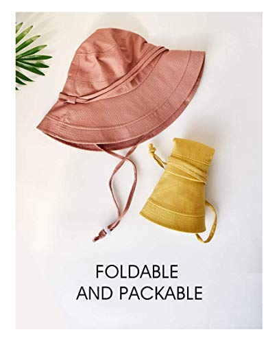 URSFUR Women Summer Sun Large Brim Hats Foldable Beach Hat Cotton UPF 50+ Sun Protection Cap - color: Blue
