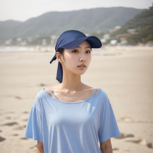 Headscarf Baseball Cap for Men Women, Summer Sun Visor Hat - color: Navy Blue