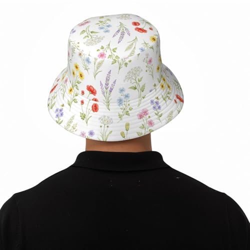 Bucket Hat Unisex for Men Women Cute Funny Fashion Fishing Hat Trippy Art Casual Fisherman Cap - color: Flower1