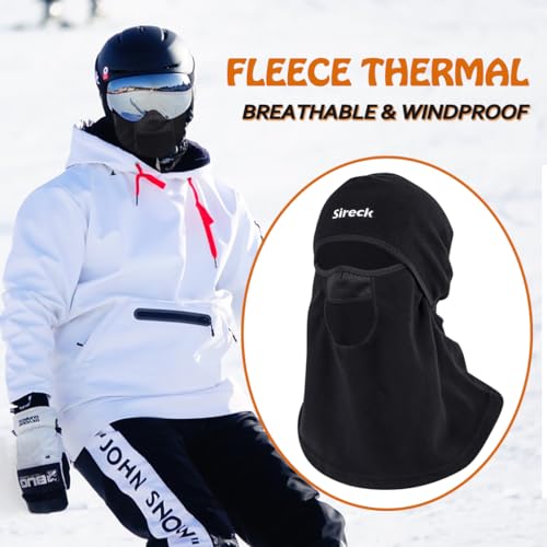 Sireck Cold Weather Balaclava Ski Mask for Men Women, Windproof Fleece Thermal Full Face Mask Winter Gear Neck Warmer for Skiing Motorcycle Hunting Cycling(Black- Classic)