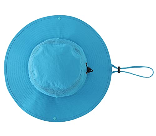 Connectyle UPF 50+ Wide Brim Sun Hat for Men Breathable Cowboy Boonie Hats Outdoor Bucket Hat for Fishing Hiking Safari - color: Sky Blue