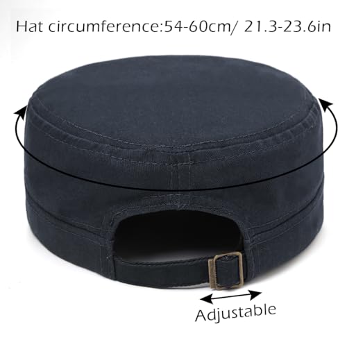Unisex Army Cadet Cap Military Flat Top Basic Baseball Caps - color: Navy Blue