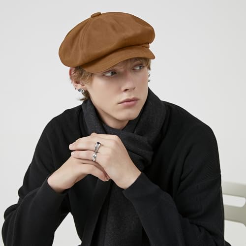 Classic Newsboy Hats, Two Size Newsboy Flat Cap for Men and Women, Fashion Baker boy hat Beret Cap - color: Brown, size: Large