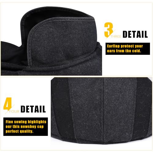 Sumolux Mens Newsboy Cap Winter Beret Hat Cabbie Flat Cap - color: C Grey