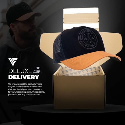 Urban Effort Trucker Hat for Men & Women, Mesh Back Baseball Cap, 5 Panel - color: Black + Brown, style: Mesh Back