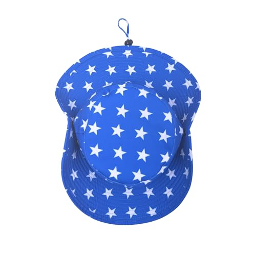 American Flag Style Wide Brim Fishing Hat with Adjustable Chin Strap - Outdoor Sun Protection Hat for Fishing, Camping, Beach, and Independence Day Celebrations