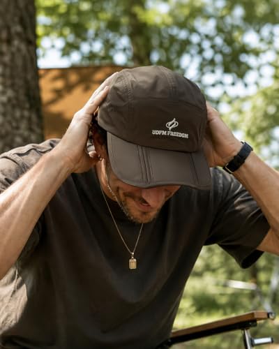 Clakllie Quick Dry 5 Panel Cap for Men Summer Folding Outdoor Hat Breathable Baseball Cap Unstructured Running Hiking Hats - color: Bs26zd01-taupe