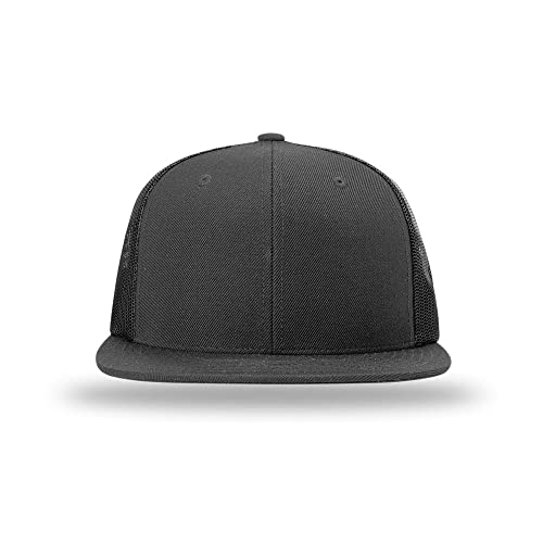 Richardson 511 Wool Blend Flatbill Trucker Snapback Adjustable Cap - color: Black