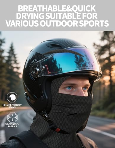 Summer Balaclava Cycling Full Face Mask Cooling Ice Silk UV Protection Breathable Face Cover for Men & Women - color: Black
