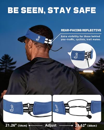 Transparent Sun Visor Hat for Women Men - UPF 50+ Clear Brim Adjustable Drawstring for Golf Tennis Pickleball - color: Ocean Blue