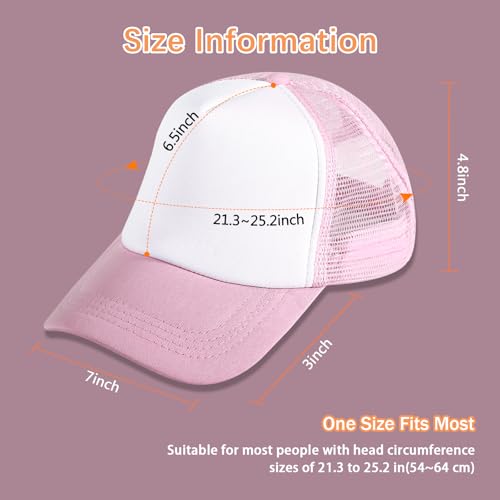 OKBA 5 Pack Sublimation Blank Baseball Cap Adjustable Hat Polyester Mesh Trucker Hats for Men and Women - color: 5pcs Pink and White Hat