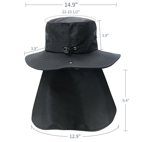 NPJY Sun Fishing Hats with Neck Flap for Men Women UV Sun Protection - color: Pure Brown(with Neck Flap)