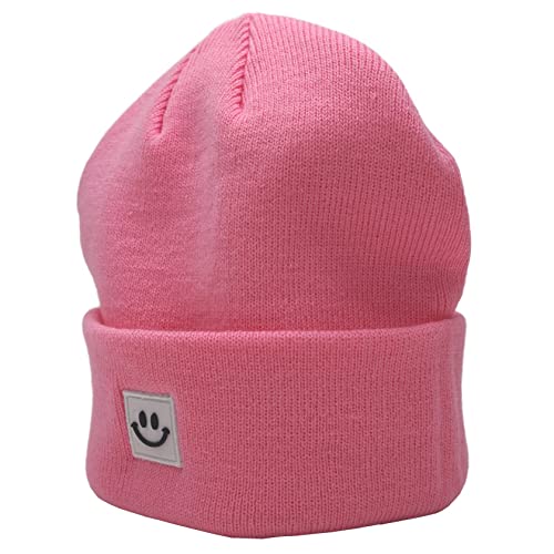 55cube Unisex Winter Beanie Hats Warm Thick Knit Cuffed Skullcaps - color: Solid Pink