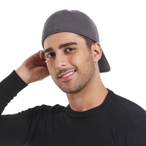 Men's Fitted Cap Winter Fleece Warm Full Closed Baseball Caps Curved Brim Blank Elastic Closed Back Hat K277N - color: Khaki, size: 7-7 1/4
