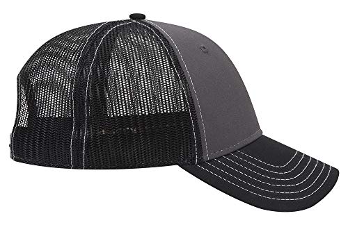 OTTO 6 Panel Low Profile Contrast Vertical Mesh Back Cap - color: Blk/Ch.gry/Blk