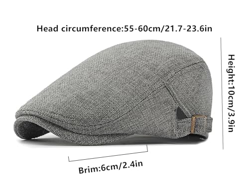 DIYDECAL Mens Flat Cap Newsboy Cap Adjustable Ivy Driving Scally Hat for Men Women - color: Dark Grey