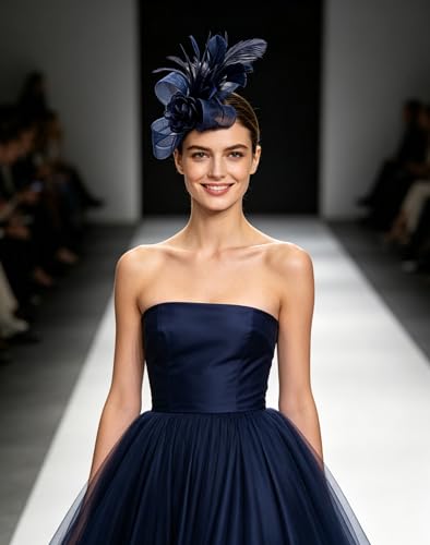 Women Fascinators Hats Flower Fascinators with Headband and Clip Tea Party Headwear for Women and Girls - color: N5-navy