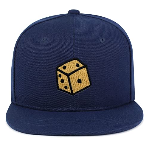 Dice Hip-Hop Snapback Hat Embroidered Baseball Cap Cute Board Game - color: 08. Navy