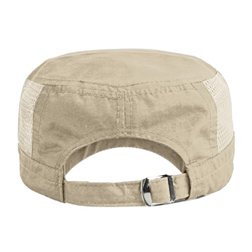FASHIXD Mesh Military Cap Summer Army Hats for Men Short Bill Hat Cadet Cap - color: Khaki