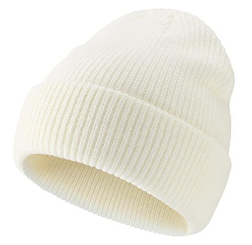 Connectyle Classic Double Layer Knit Beanie Hat Warm Thick Acrylic Winter Hats Daily Cuffed Beanies Watch Hat for Men Women - color: Beige