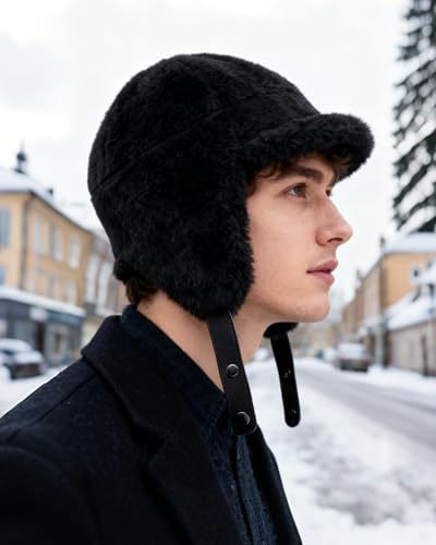 Clakllie Snow Trapper Trooper Hat with Ear Flap for Skiing Women's Ushanka Warm Winter Hat - color: Cdus-dpl2-black