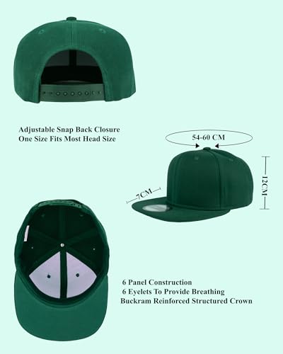 Gelante Plain Blank Flat Brim Adjustable Snapback Baseball Caps Wholesale LOT 12 Pack - color: Dark Green