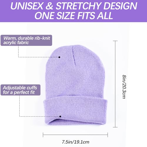 Beanies Hats Multiple Colors Available Stocking caps for Women, Ski Hat Winter Knitted Hat Elasticity Soft - color: Black+purple