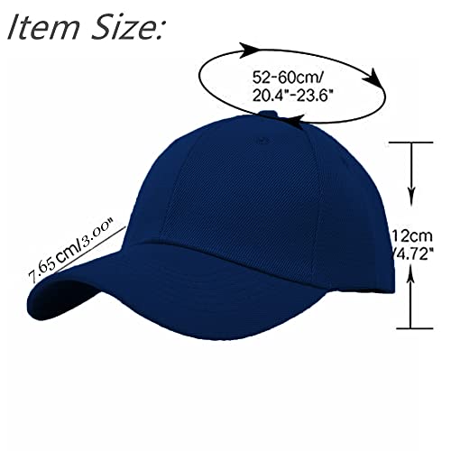 Glory Max Plain Baseball Cap Hook & Loop Strap Adjustable Solid Blank Curved Visor Hat - color: Navy Blue