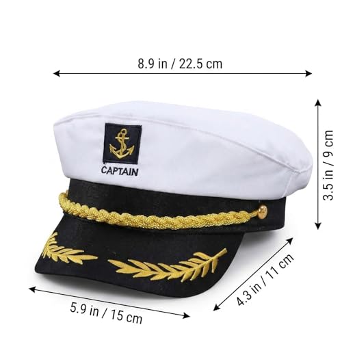 SUWOW Captain Hat Yacht Sailor Hat Nautical Skipper Cap Captains Cap Sailor Accessories for Halloween Captains Costume Sailors Costume for Men Women