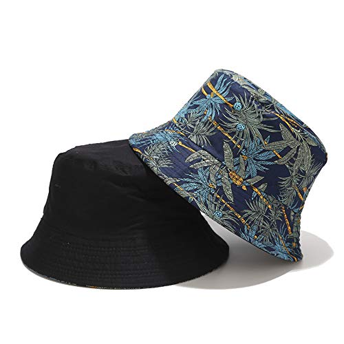 Umeepar Unisex Reversible Packable Bucket Hat Sun Hat for Men Women - color: Banana Tree Dark Blue