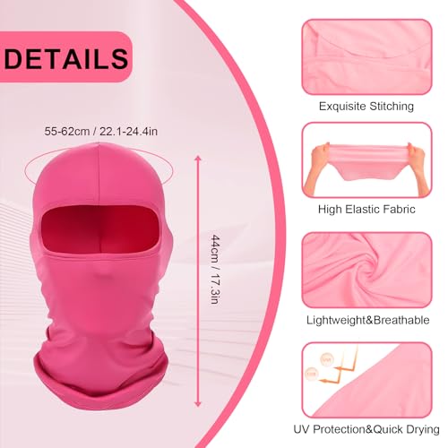2Pcs Full Face Cover Ski Mask Balaclava Unisex Hood Cap Neck Gaiter UV Protector for Outdoor Sports Snowboard Travel - color: Black+hot Pink